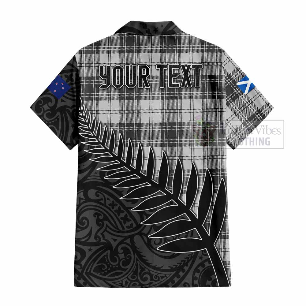 Tartan Vibes Clothing Glendinning Crest Tartan Short Sleeve Button Shirt with New Zealand Silver Fern Half Style