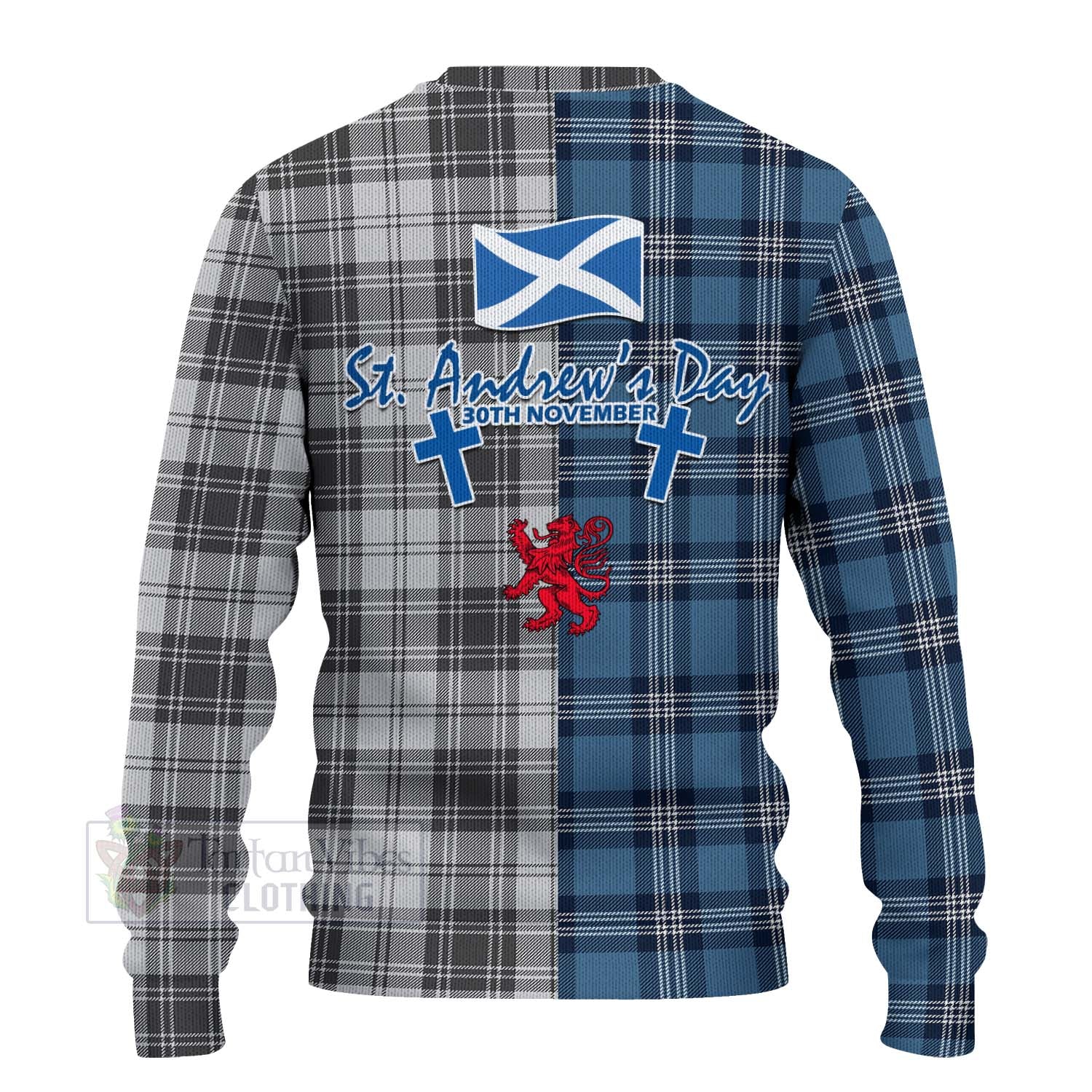 Glendinning Tartan Knitted Sweater Happy St. Andrew's Day Half Tartan Style - Tartan Vibes Clothing