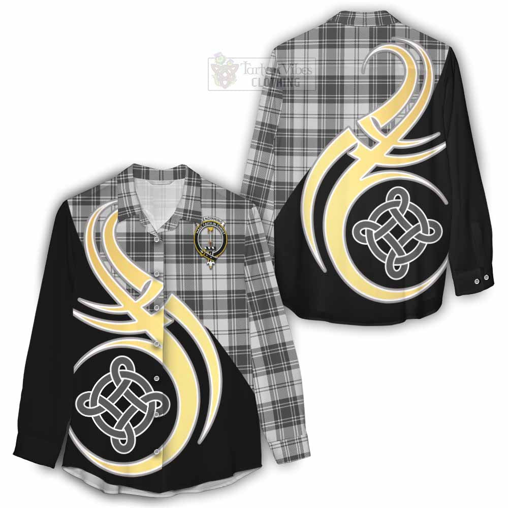 Glendinning Tartan Women's Casual Shirt with Family Crest and Celtic Symbol Style - Tartan Vibes Clothing