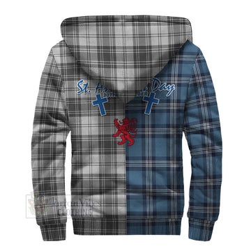 Glendinning Tartan Sherpa Hoodie Happy St. Andrew's Day Half Tartan Style - Tartan Vibes Clothing
