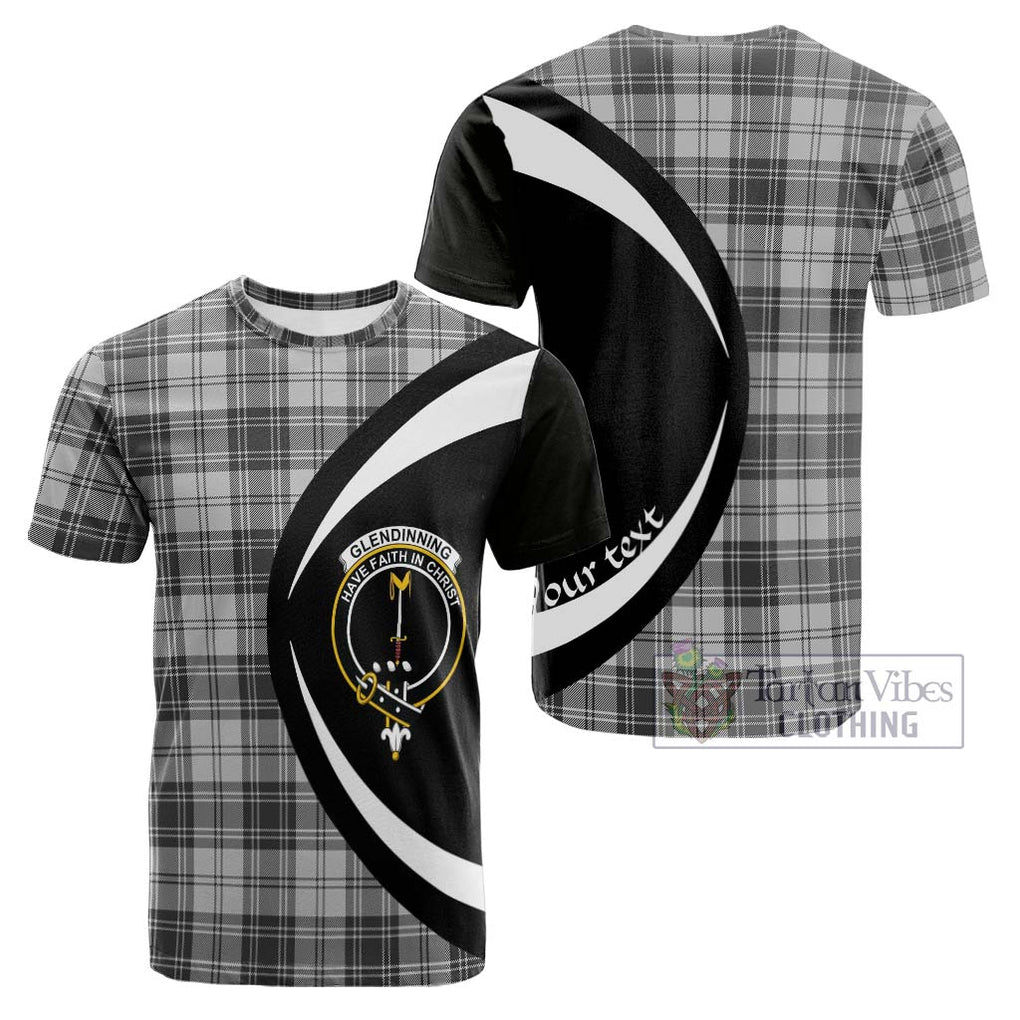 Tartan Vibes Clothing Glendinning Tartan Cotton T-shirt with Family Crest Circle Style