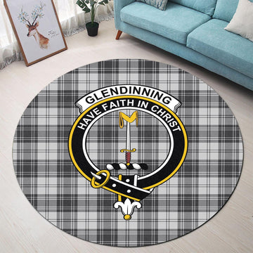 Glendinning Tartan Round Rug with Family Crest - Tartan Vibes Clothing