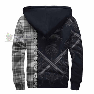 Glendinning Tartan Sherpa Hoodie with Family Crest Cross Sword Thistle Celtic Vibes - Tartan Vibes Clothing