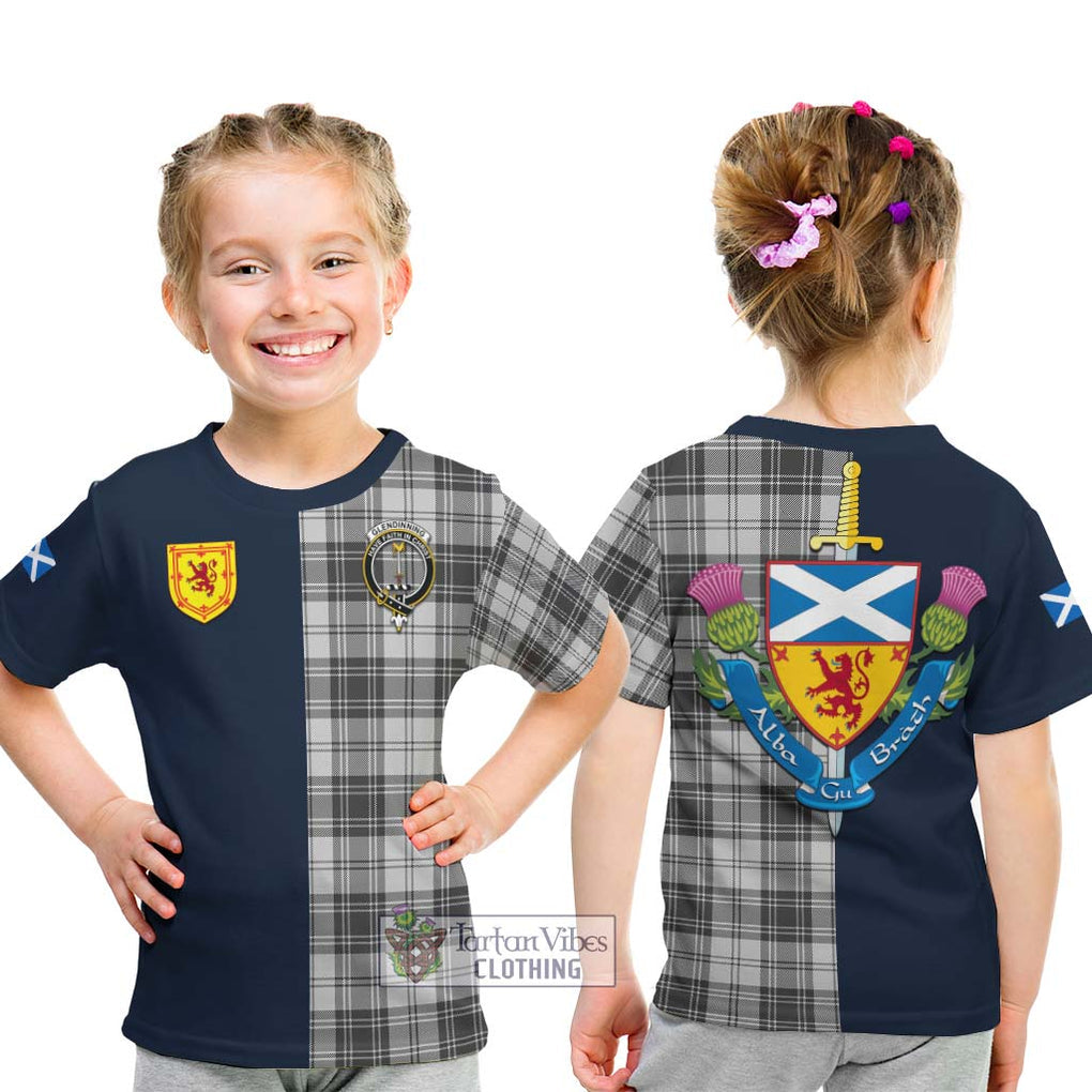 Glendinning Tartan Kid T-Shirt Alba with Scottish Lion Royal Arm Half Style - Tartan Vibes Clothing