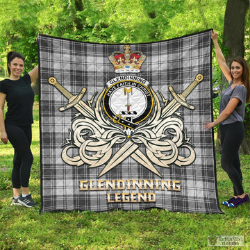 Glendinning Tartan Quilt with Clan Crest and the Golden Sword of Courageous Legacy
