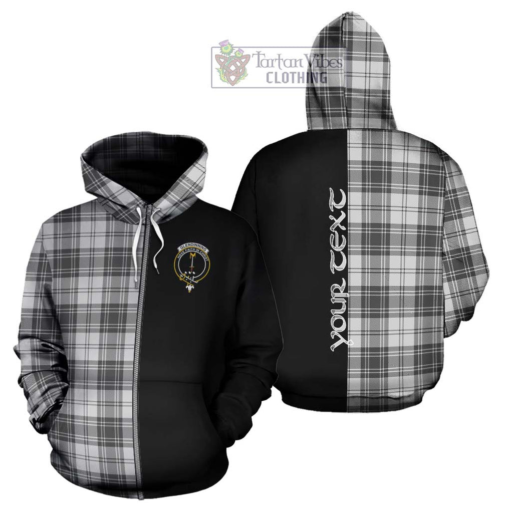 Glendinning Tartan Hoodie with Family Crest and Half Of Me Style - Tartanvibesclothing Shop