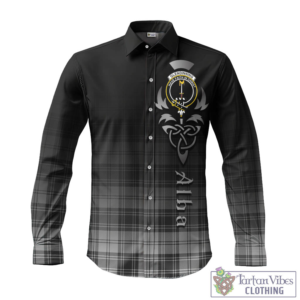 Glendinning Tartan Long Sleeve Button Up Featuring Alba Gu Brath Family Crest Celtic Inspired - Tartan Vibes Clothing