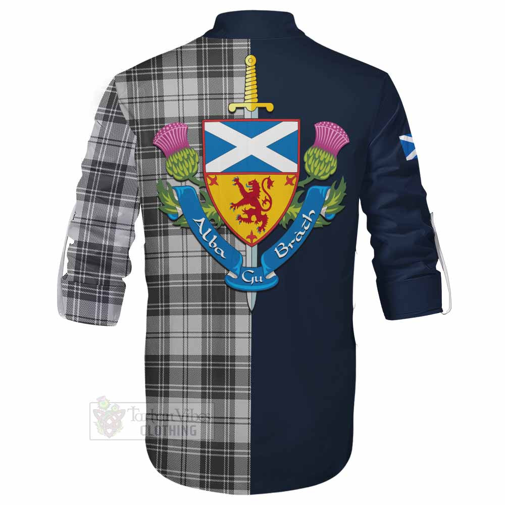 Glendinning Tartan Ghillie Kilt Shirt Alba with Scottish Lion Royal Arm Half Style - Tartan Vibes Clothing