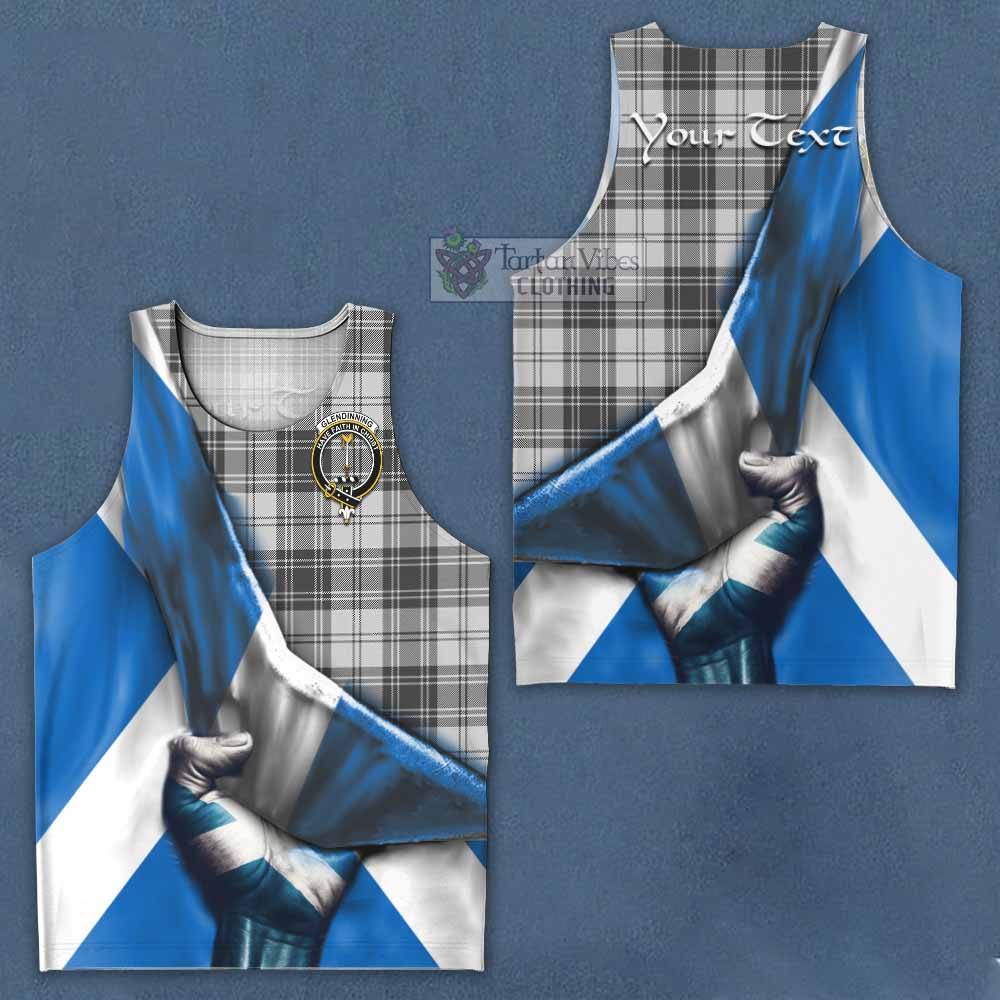 Tartan Vibes Clothing Glendinning Tartan Men's Tank Top with Family Crest Scotland Patriotic Style