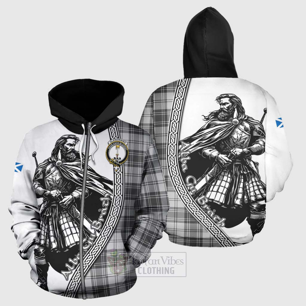 Glendinning Tartan Clan Crest Hoodie with Highlander Warrior Celtic Style - Tartan Vibes Clothing