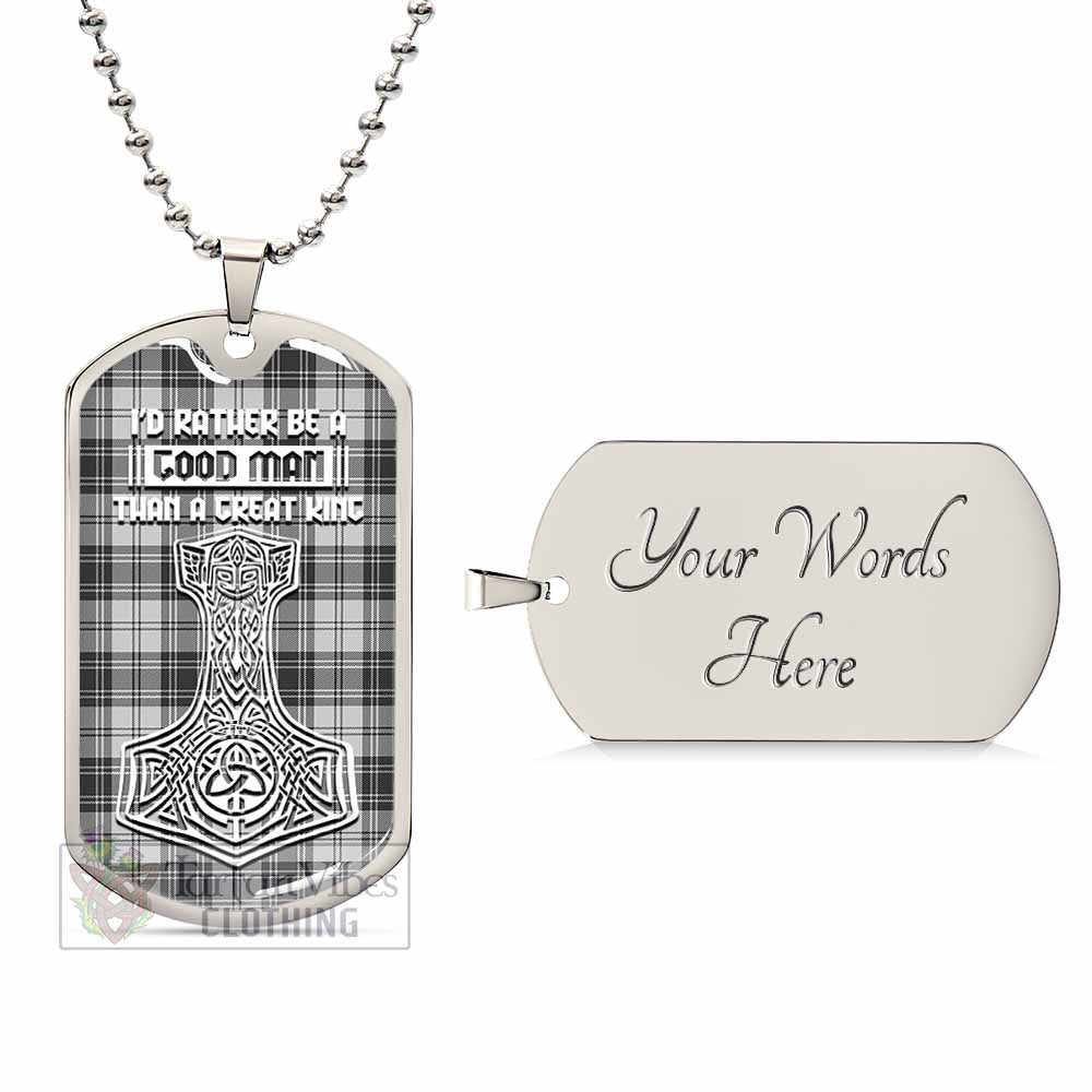 Glendinning Tartan Dog Tag Necklace Viking Mjolnir Style Silver Yes - Tartan Vibes Clothing