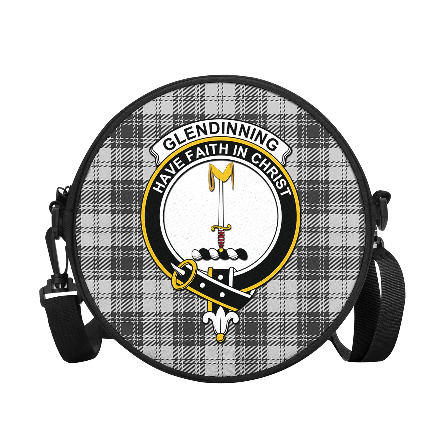 Glendinning Tartan Round Satchel Bags with Family Crest - Tartan Vibes Clothing