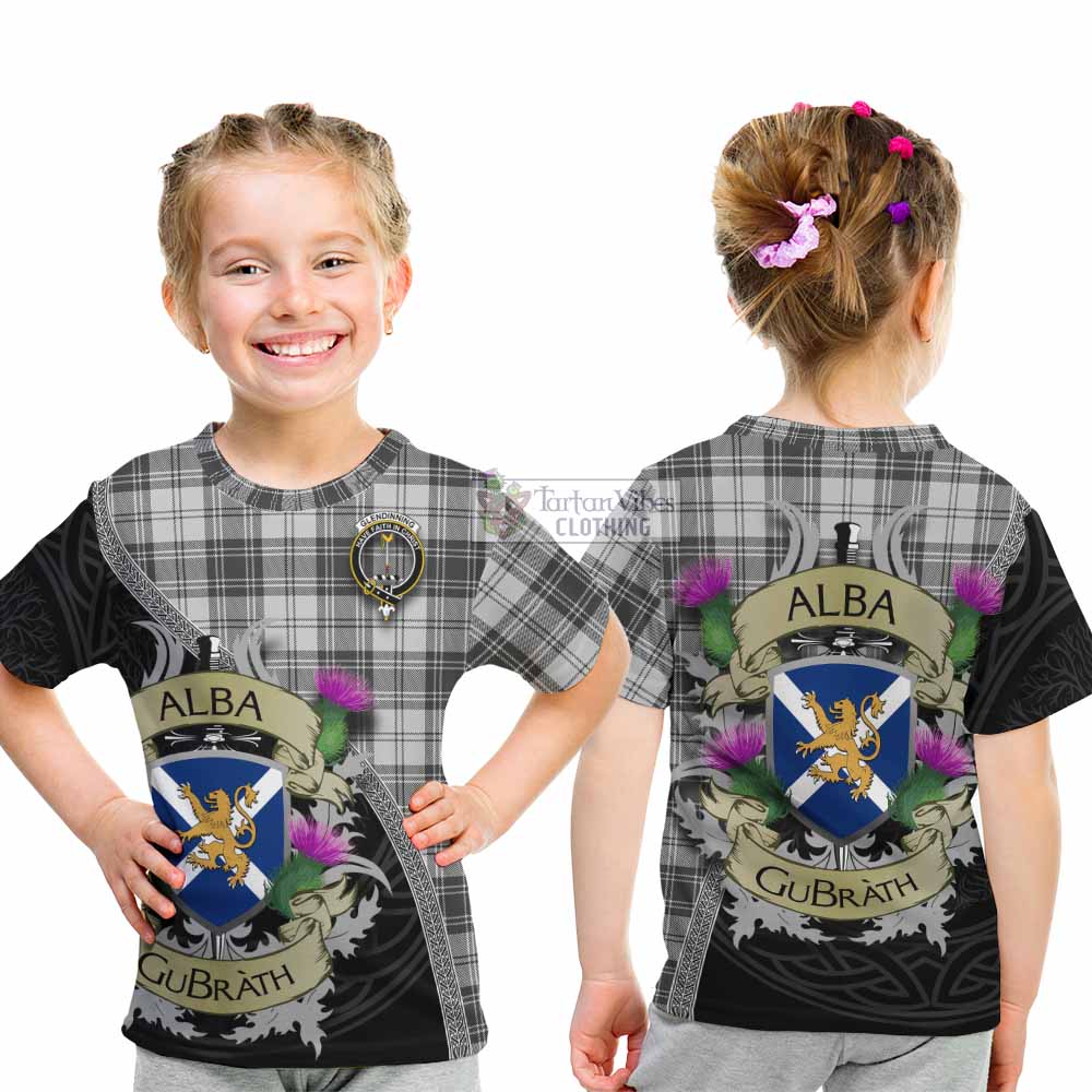 Glendinning Tartan Family Crest Kid T-Shirt Lion Rampant Royal Thistle Shield Celtic Inspired - Tartan Vibes Clothing