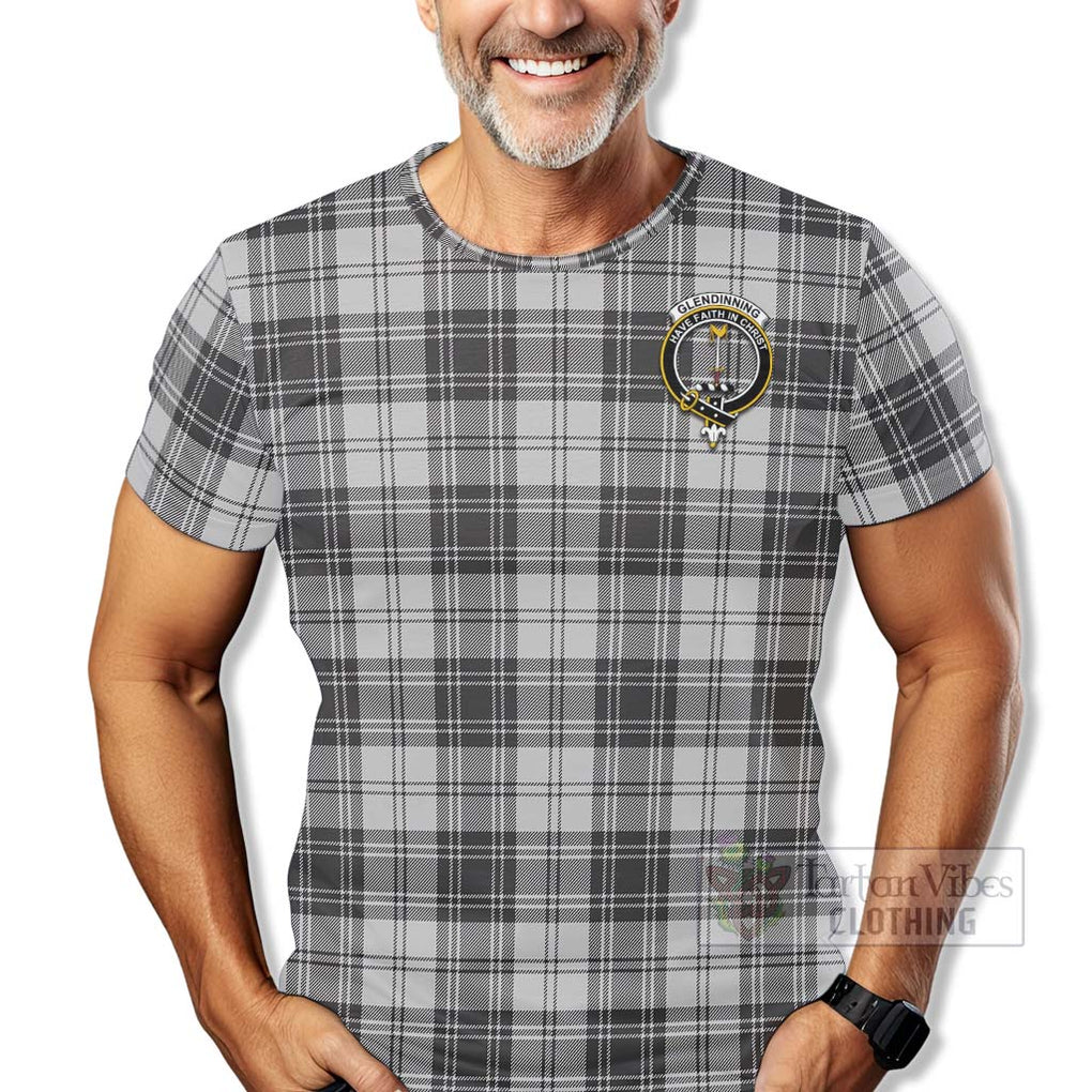 Glendinning Tartan T-Shirt with Family Crest Celtic Skull Style - Tartan Vibes Clothing