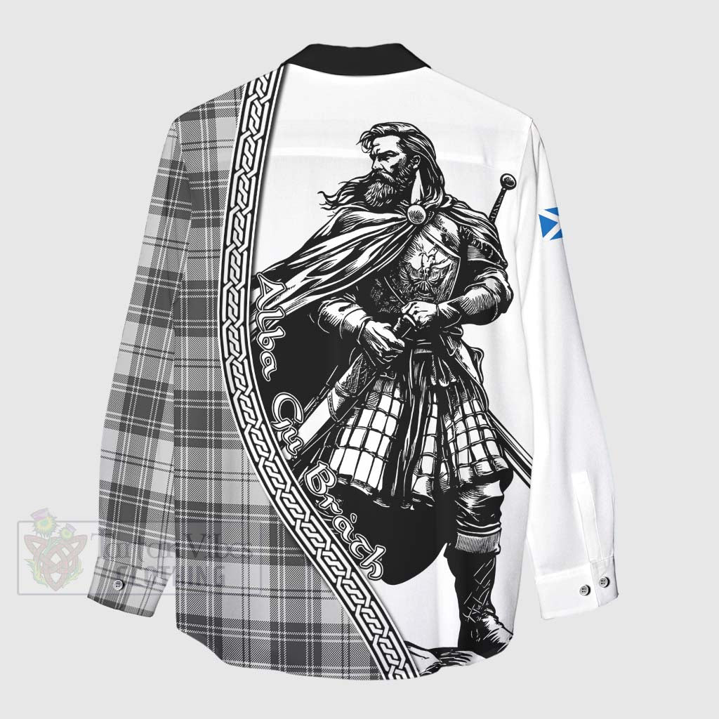 Glendinning Tartan Clan Crest Women's Casual Shirt with Highlander Warrior Celtic Style - Tartan Vibes Clothing