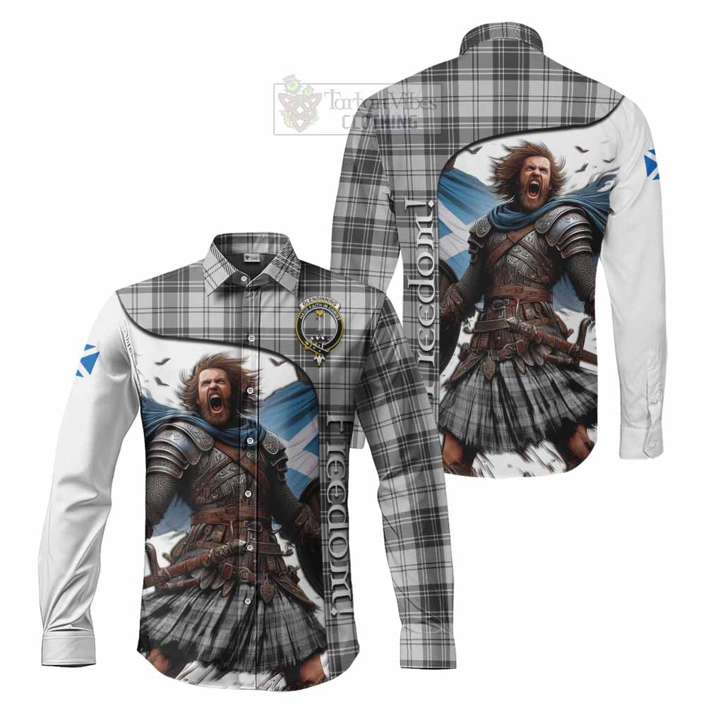 Glendinning Crest Tartan Long Sleeve Button Shirt Inspired by the Freedom of Scottish Warrior - Tartan Vibes Clothing