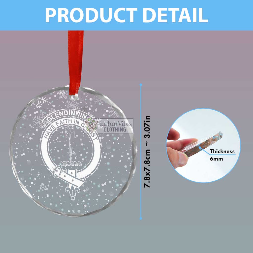 Tartan Vibes Clothing Glendinning Clan Crest Christmas Glass Ornament