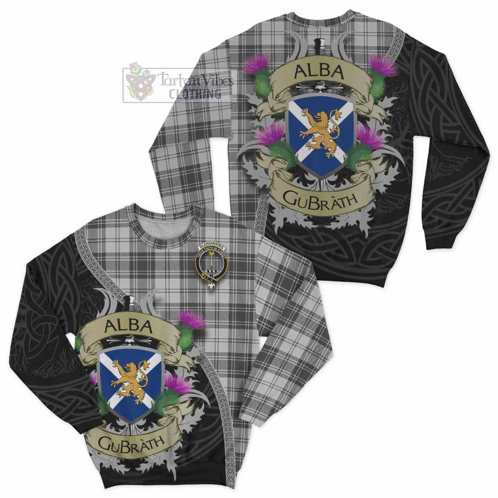 Glendinning Tartan Family Crest Sweatshirt Lion Rampant Royal Thistle Shield Celtic Inspired - Tartan Vibes Clothing
