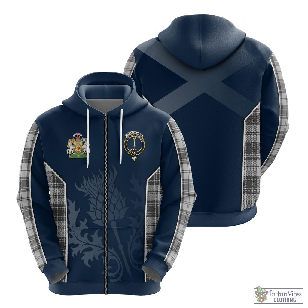 Tartan Vibes Clothing Glendinning Tartan Hoodie with Family Crest and Scottish Thistle Vibes Sport Style