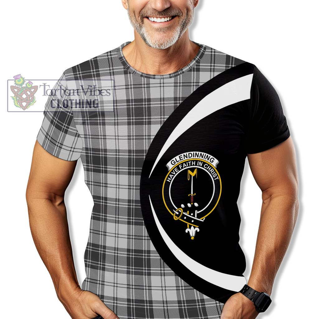 Tartan Vibes Clothing Glendinning Tartan T-Shirt with Family Crest Circle Style