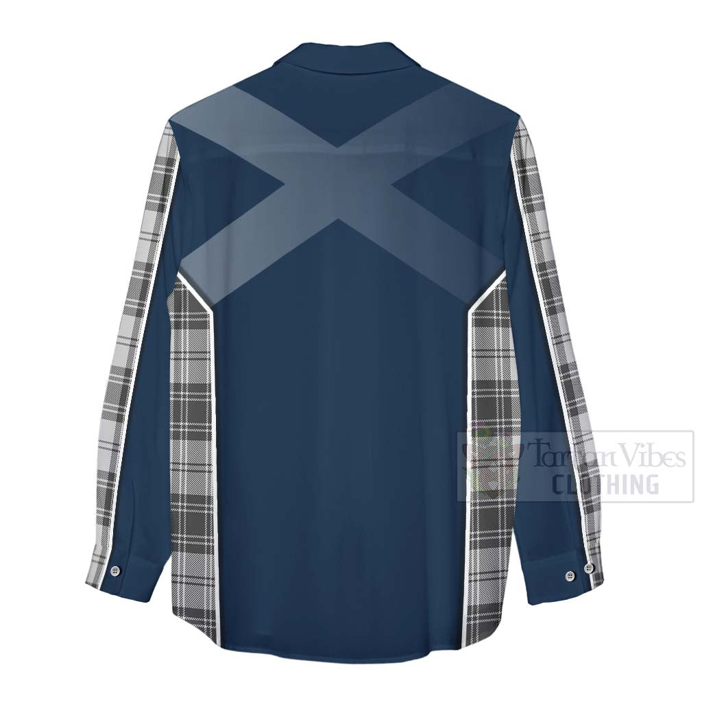 Tartan Vibes Clothing Glendinning Tartan Women's Casual Shirt with Family Crest and Scottish Thistle Vibes Sport Style