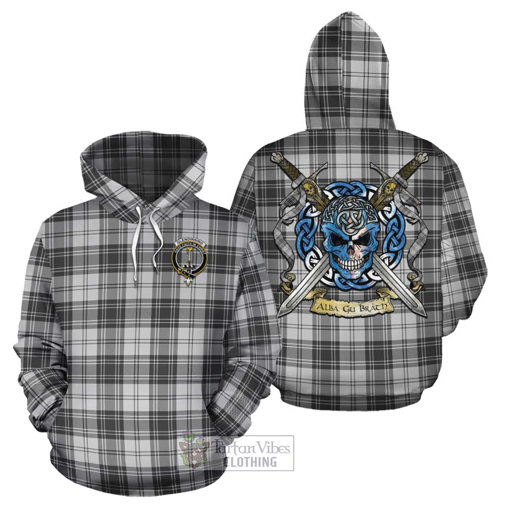 Glendinning Tartan Cotton Hoodie with Family Crest Celtic Skull Style Zip Hoodie - Tartan Vibes Clothing