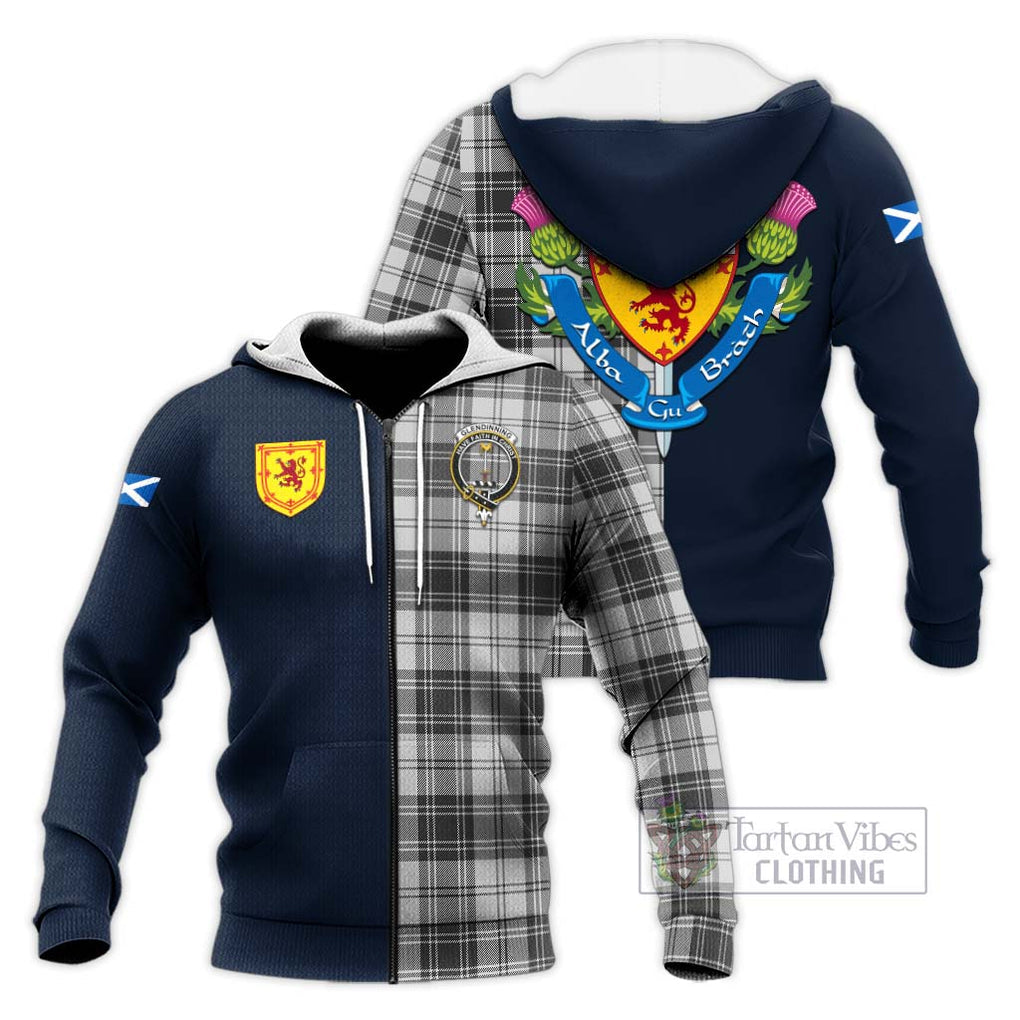 Glendinning Tartan Knitted Hoodie Alba with Scottish Lion Royal Arm Half Style Unisex Knitted Zip Hoodie - Tartan Vibes Clothing