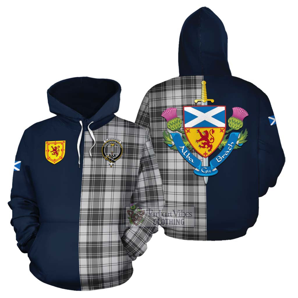 Glendinning Tartan Cotton Hoodie Alba with Scottish Lion Royal Arm Half Style Zip Hoodie - Tartan Vibes Clothing