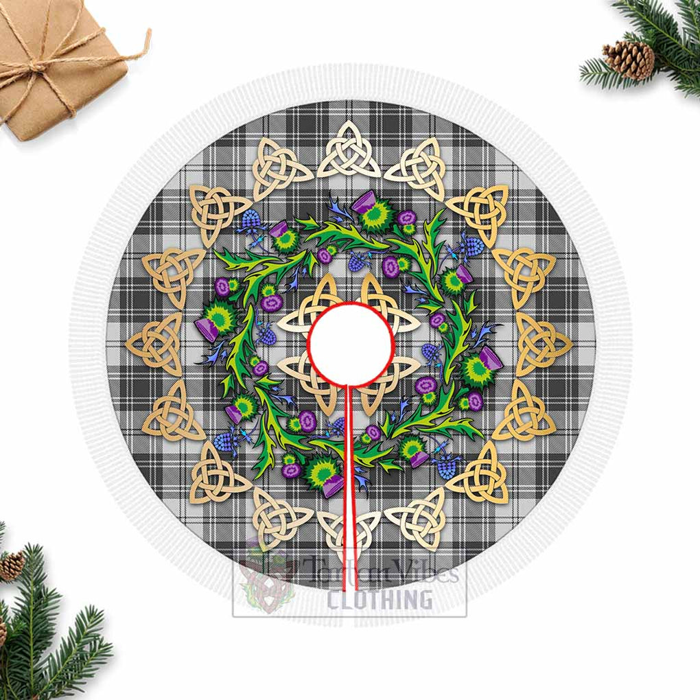 Tartan Vibes Clothing Glendinning Tartan Christmas Tree Skirt with Thistle Celtic Knot Style