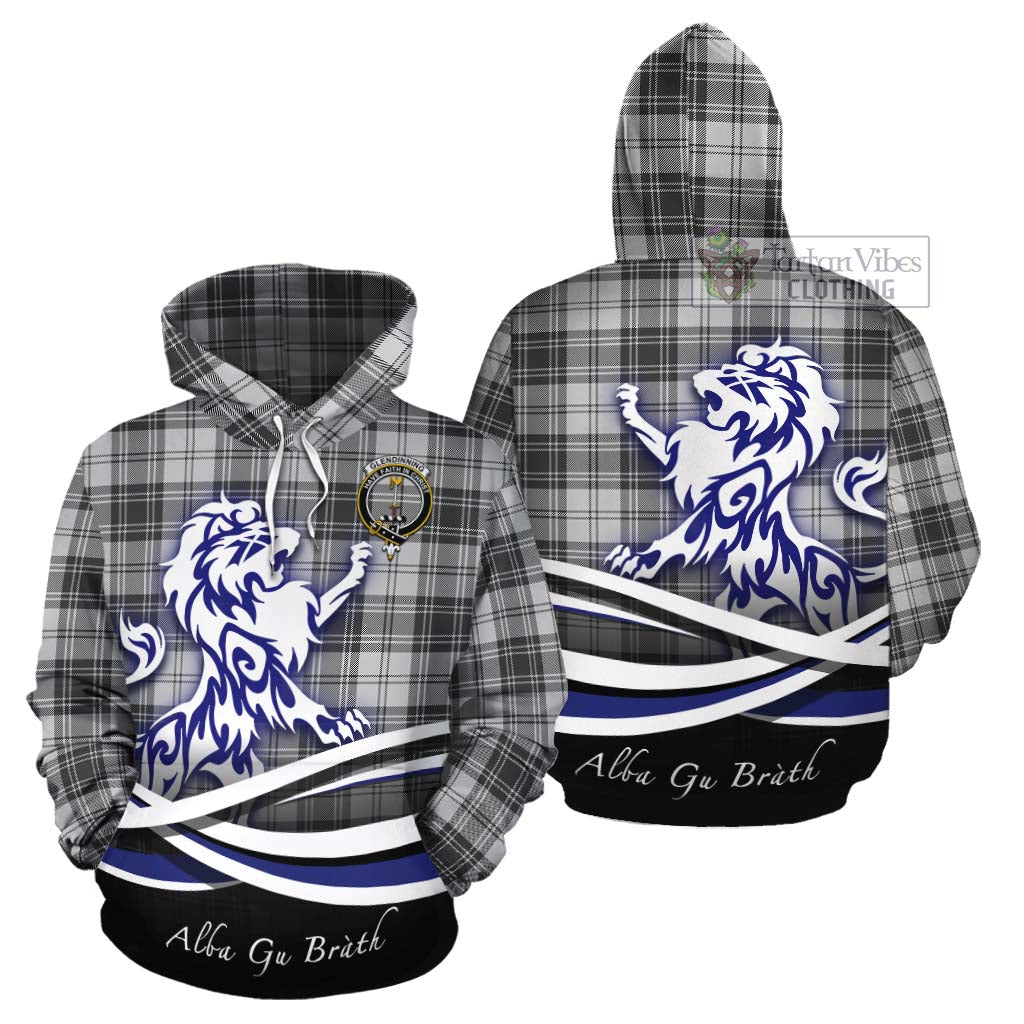 Glendinning Tartan Cotton Hoodie with Alba Gu Brath Regal Lion Emblem Zip Hoodie - Tartan Vibes Clothing