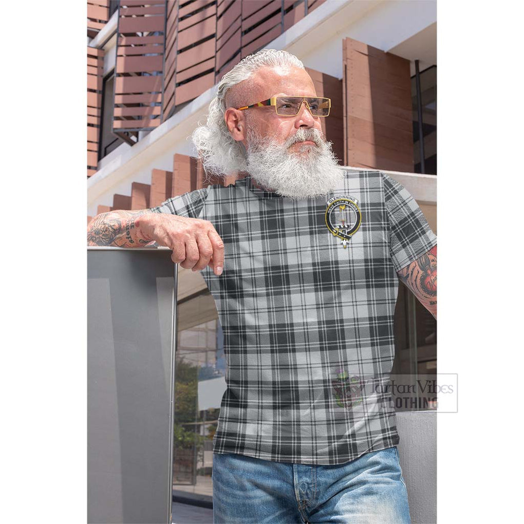 Glendinning Tartan Cotton T-shirt with Family Crest Celtic Skull Style - Tartan Vibes Clothing