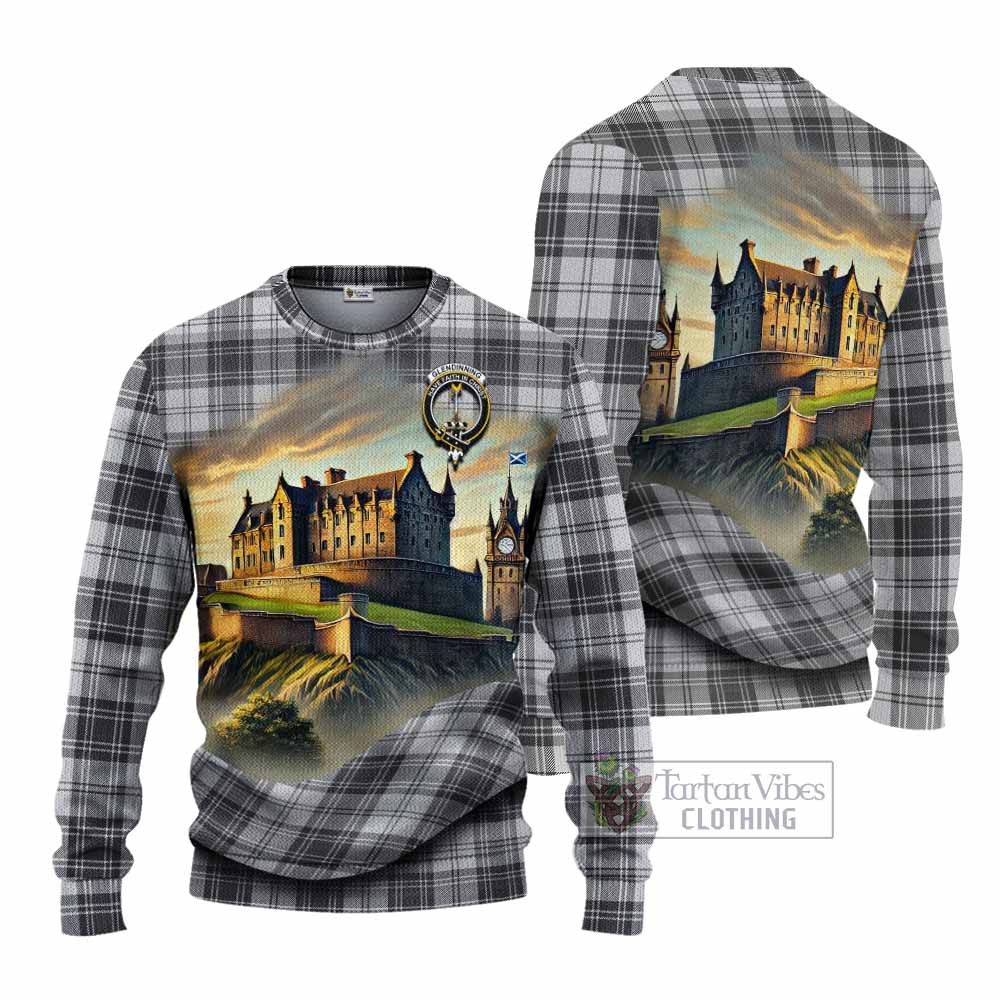 Glendinning Tartan Family Crest Knitted Sweater with Scottish Ancient Castle Style - Tartan Vibes Clothing