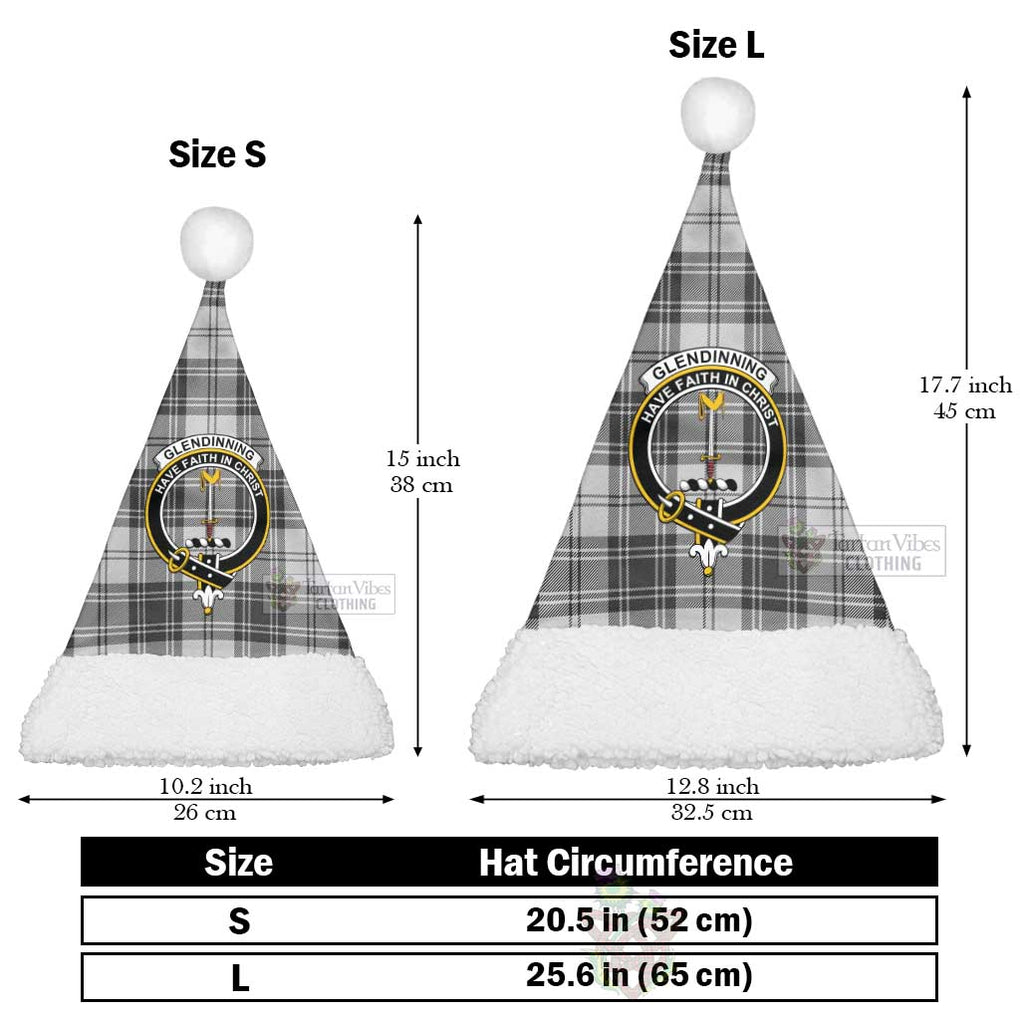 Glendinning Tartan Christmas Santa Hats with Family Crest Christmas Hat L 25.6in (65cm) - Tartan Vibes Clothing