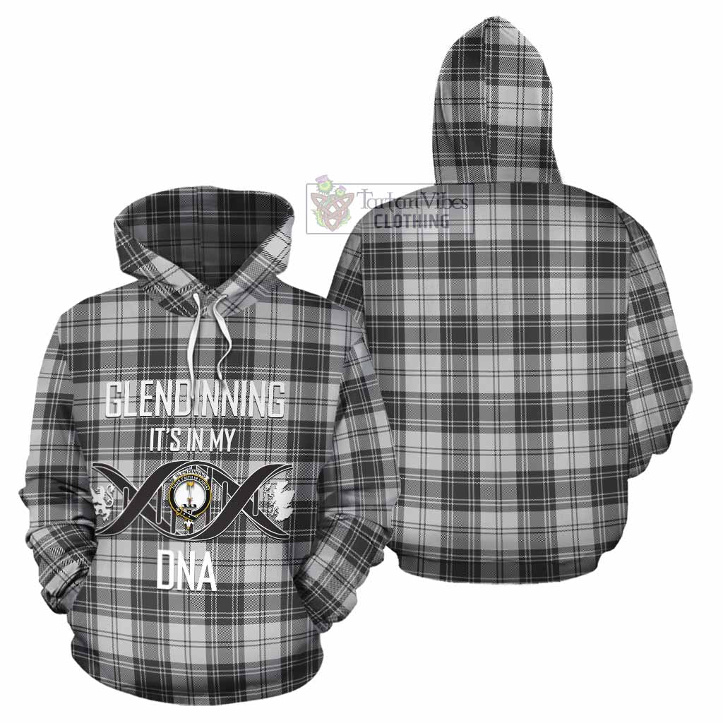 Glendinning Tartan Cotton Hoodie with Family Crest DNA In Me Style Zip Hoodie - Tartan Vibes Clothing