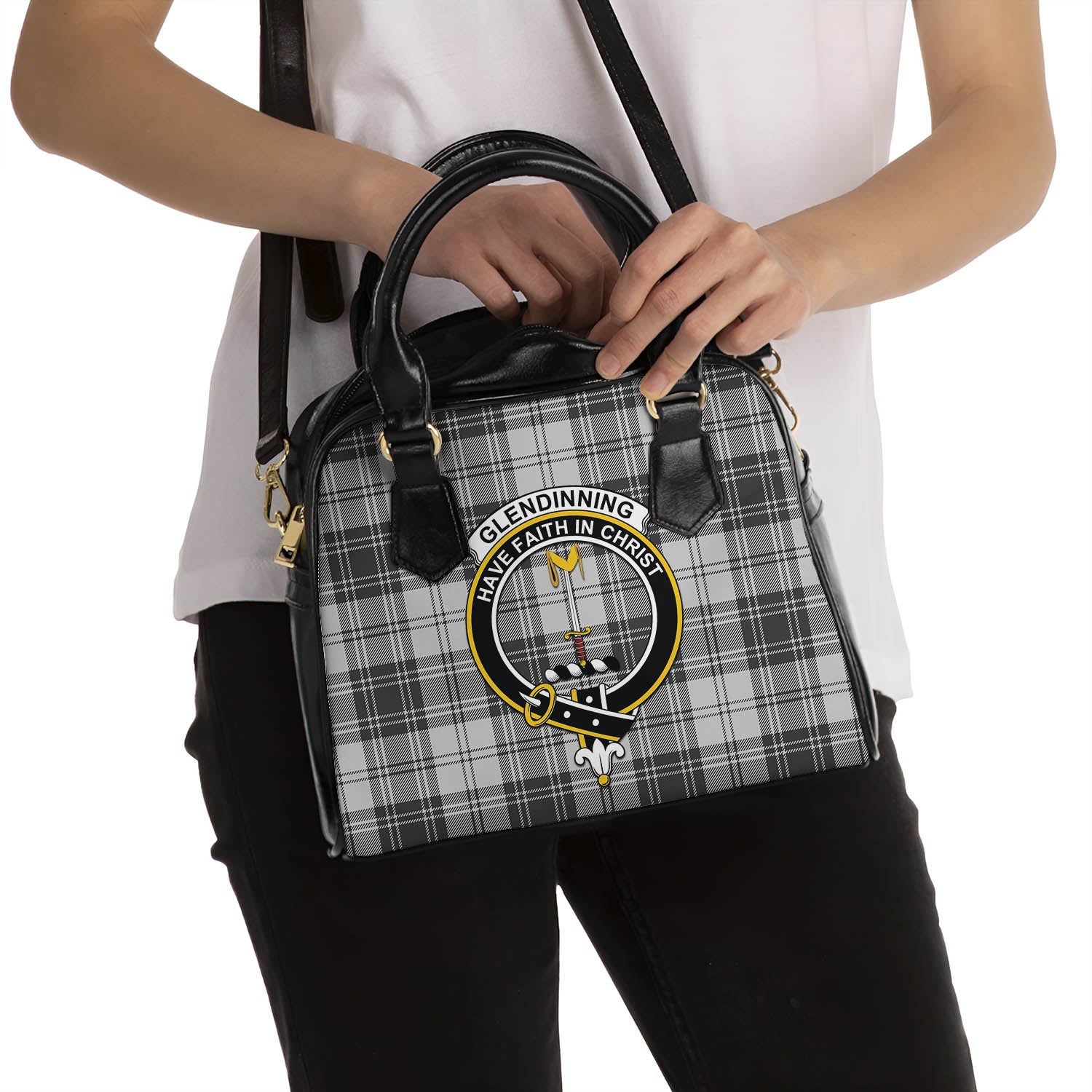 Glendinning Tartan Shoulder Handbags with Family Crest - Tartan Vibes Clothing