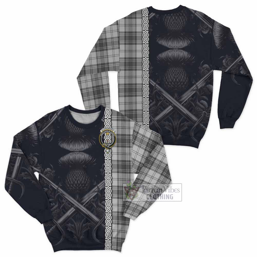 Glendinning Tartan Sweatshirt with Family Crest Cross Sword Thistle Celtic Vibes - Tartan Vibes Clothing