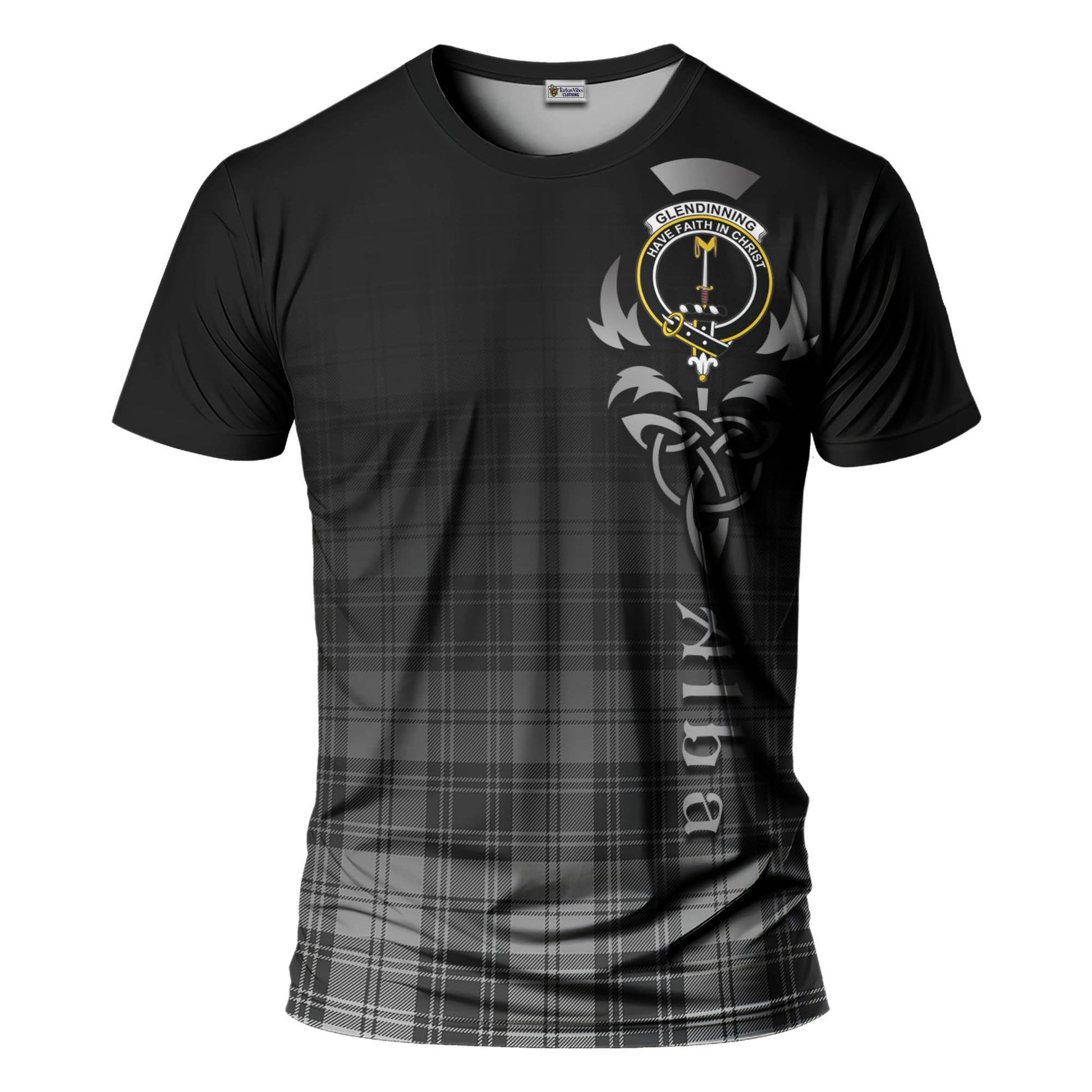 Glendinning Tartan T-Shirt Featuring Alba Gu Brath Family Crest Celtic Inspired - Tartan Vibes Clothing