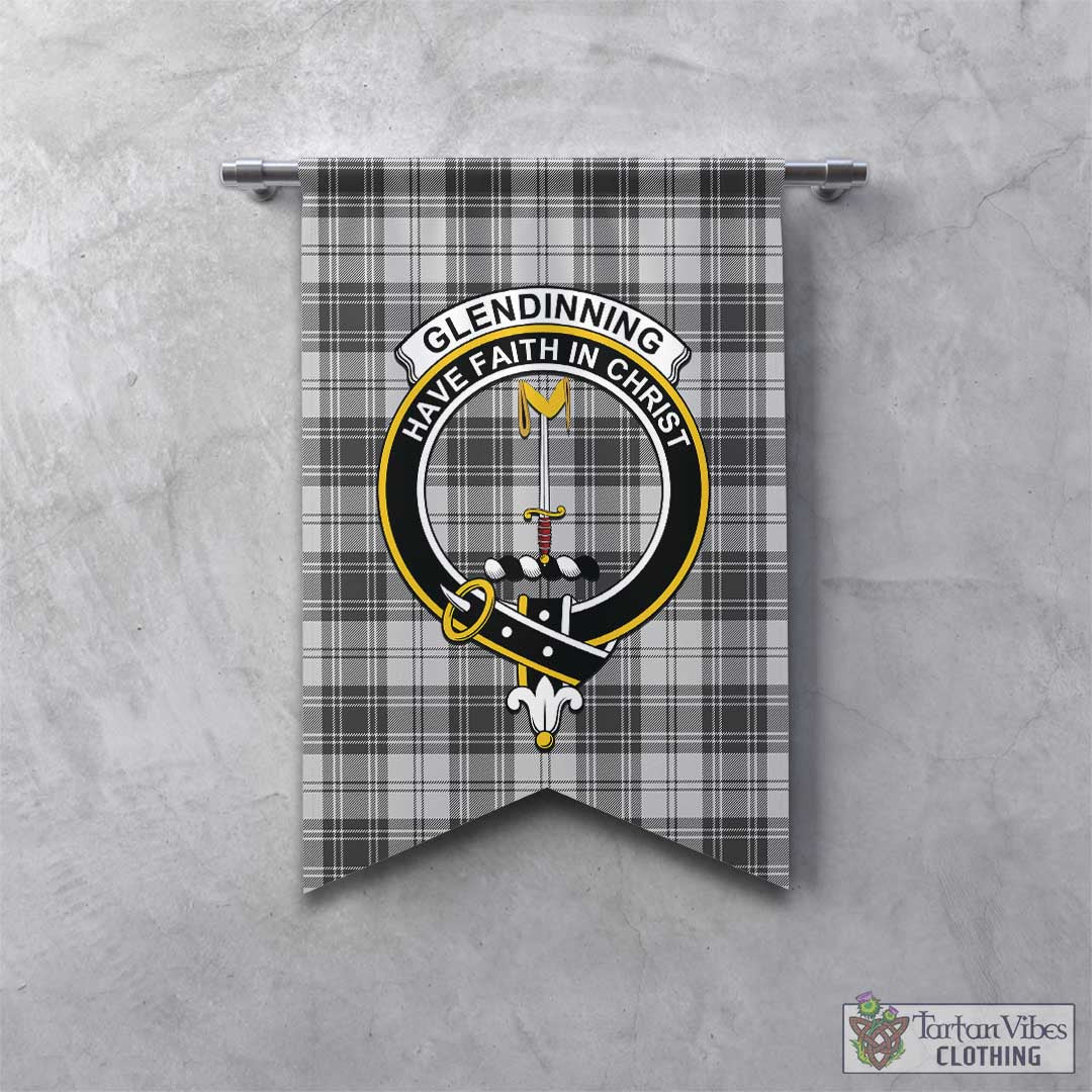 Tartan Vibes Clothing Glendinning Tartan Gonfalon, Tartan Banner with Family Crest