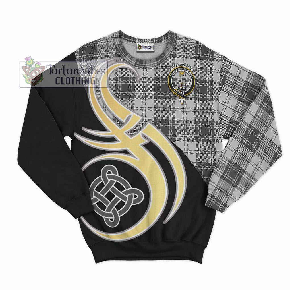 Glendinning Tartan Sweatshirt with Family Crest and Celtic Symbol Style - Tartan Vibes Clothing