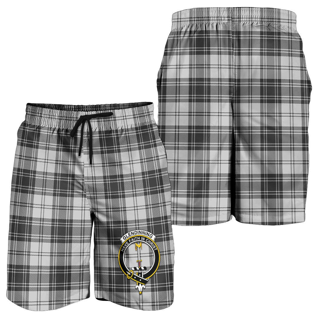 Glendinning Tartan Mens Shorts with Family Crest - Tartan Vibes Clothing