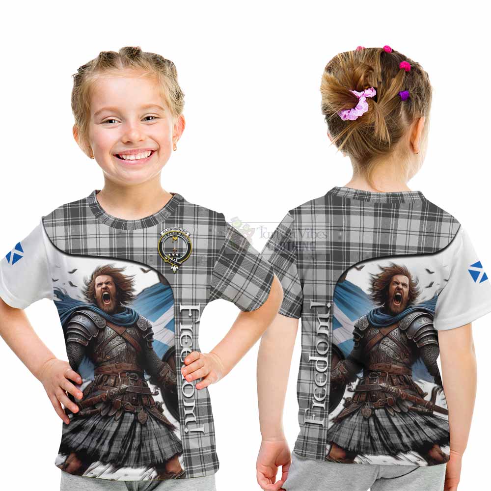 Glendinning Crest Tartan Kid T-Shirt Inspired by the Freedom of Scottish Warrior - Tartan Vibes Clothing