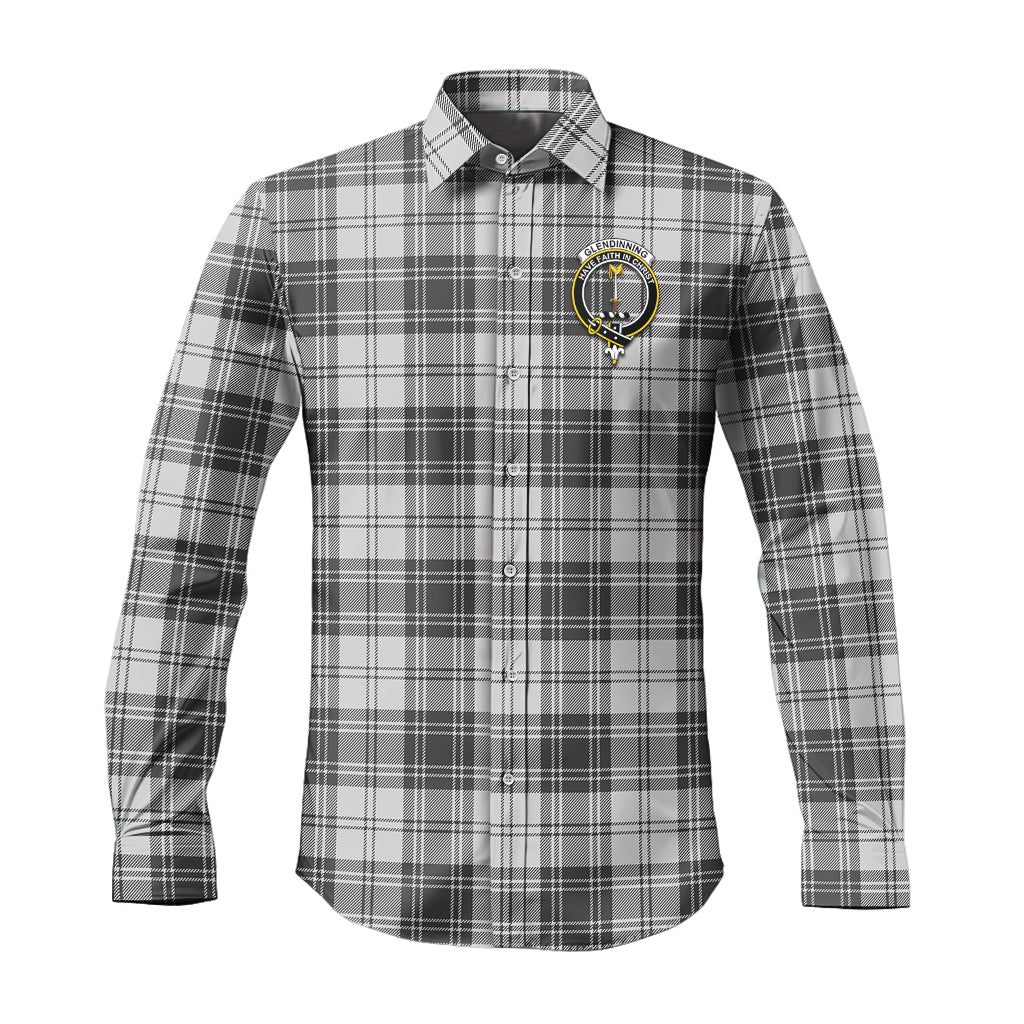 Glendinning Tartan Long Sleeve Button Up Shirt with Family Crest Men's Shirt - Tartan Vibes Clothing