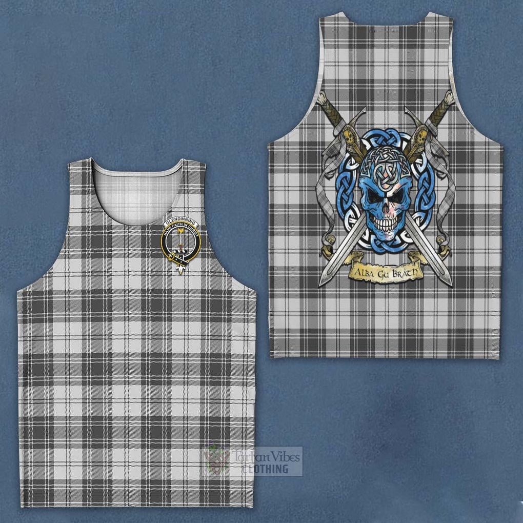 Glendinning Tartan Men's Tank Top with Family Crest Celtic Skull Style - Tartan Vibes Clothing