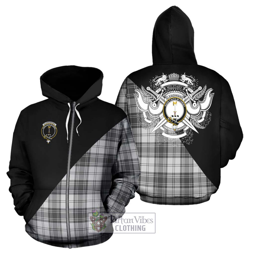 Glendinning Tartan Hoodie with Family Crest and Military Logo Style - Tartan Vibes Clothing