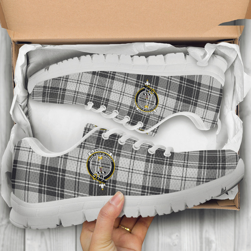 Glendinning Tartan Sneakers with Family Crest - Tartan Vibes Clothing