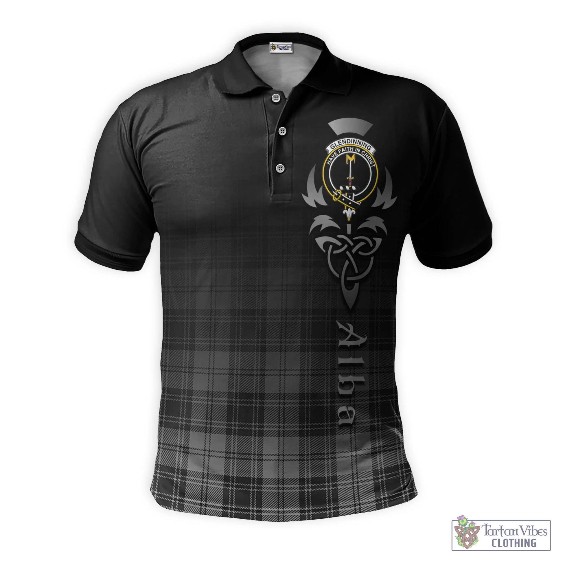 Glendinning Tartan Polo Shirt Featuring Alba Gu Brath Family Crest Celtic Inspired - Tartan Vibes Clothing