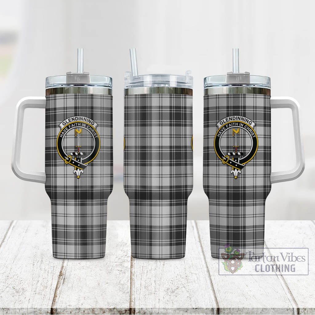 Glendinning Tartan Tumbler with Handle with Family Crest - Tartan Vibes Clothing