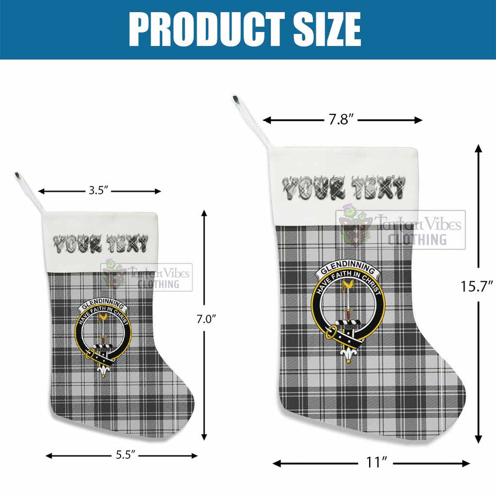 Tartan Vibes Clothing Glendinning Tartan Family Crest Christmas Stocking with Personalized Text