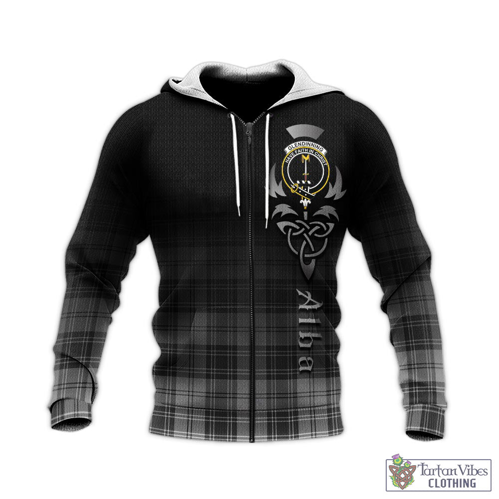 Glendinning Tartan Knitted Hoodie Featuring Alba Gu Brath Family Crest Celtic Inspired - Tartan Vibes Clothing
