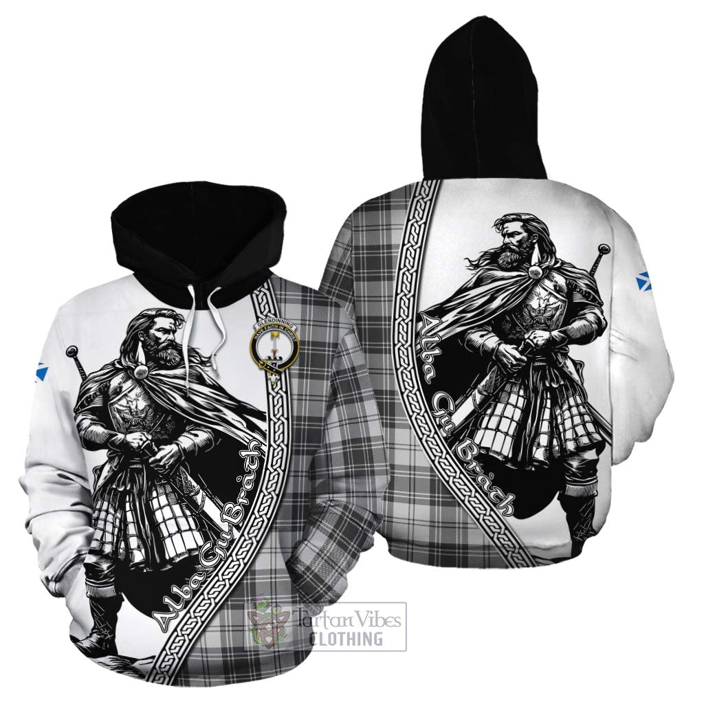 Glendinning Tartan Clan Crest Cotton Hoodie with Highlander Warrior Celtic Style Zip Hoodie - Tartan Vibes Clothing
